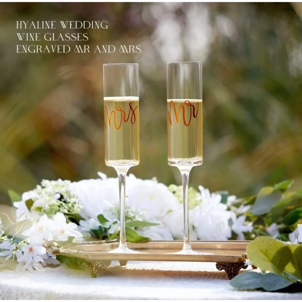 Mr And Mrs AW Bridal Champagne Flutes Boxed